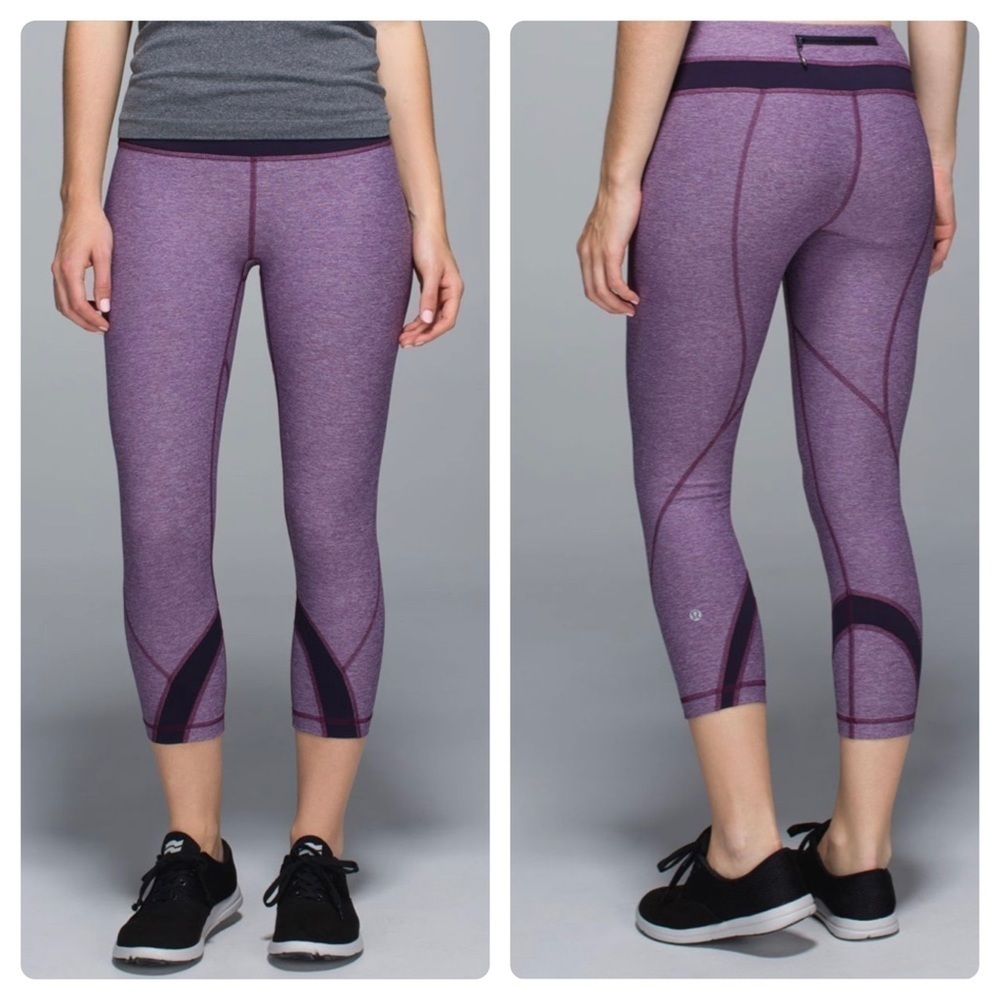 Lululemon Run Inspire Crop Heathered Berry SZ 4
